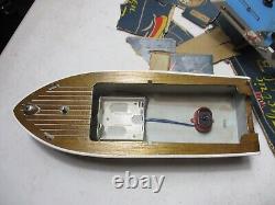 Vintage Lang Craft Battery Operated wood Boat and Motor for parts