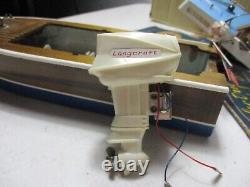 Vintage Lang Craft Battery Operated wood Boat and Motor for parts