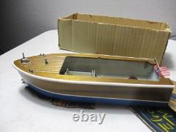 Vintage Lang Craft Battery Operated wood Boat and Motor for parts