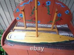Vintage Large Wood Model Boat Pond Yacht Toy Parts Restore 34