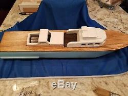 Vintage Large wood boat with parts 21 inches