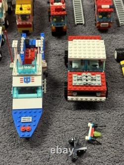 Vintage Lego Land Lot Boats Fire Trucks Helicopter Parts + Mini Figures