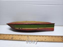 Vintage Lindstrom Tin Litho Toy Boat Hull Parts Or Repair Only