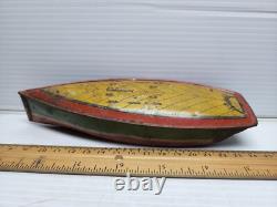 Vintage Lindstrom Tin Litho Toy Boat Hull Parts Or Repair Only