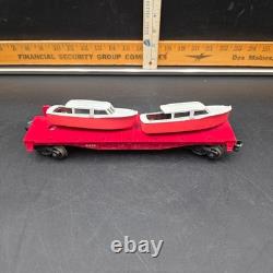 Vintage Lionel Postwar 6416 Boat Loader Car with 2 Red Original Boats FOR PARTS