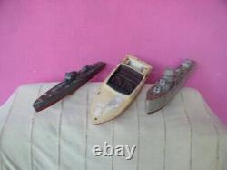 Vintage Lot 3 Boat. 2 War Wooden And Plastic Boat Competition Parts