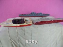 Vintage Lot 3 Boat. 2 War Wooden And Plastic Boat Competition Parts