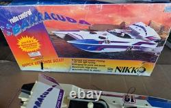 Vintage Lot Nikko RDC-19203 Barracuda Thunder + Tiger RC Boats For Parts