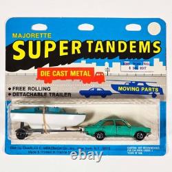 Vintage Majorette 338 Super Tandems 208 Chrysler 180 Sedan, Trailer & Sail Boat