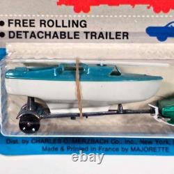 Vintage Majorette 338 Super Tandems 208 Chrysler 180 Sedan, Trailer & Sail Boat