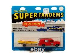Vintage Majorette 362 Super Tandems Dodge Fire Engine & Boat / Made in France
