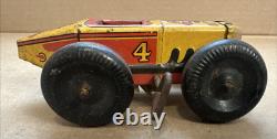Vintage Marx (Midget) No 4 Boat Tail Race Car Wind-Up Tin Litho Parts or Repair