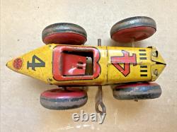 Vintage Marx (Midget) No 4 Boat Tail Race Car Wind-Up Tin Litho Parts or Repair