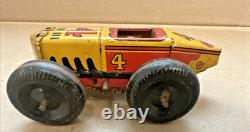 Vintage Marx (Midget) No 4 Boat Tail Race Car Wind-Up Tin Litho Parts or Repair