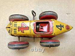 Vintage Marx (Midget) No 4 Boat Tail Race Car Wind-Up Tin Litho Parts or Repair