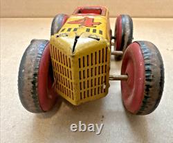 Vintage Marx (Midget) No 4 Boat Tail Race Car Wind-Up Tin Litho Parts or Repair