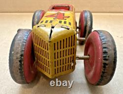 Vintage Marx (Midget) No 4 Boat Tail Race Car Wind-Up Tin Litho Parts or Repair