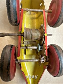 Vintage Marx (Midget) No 4 Boat Tail Race Car Wind-Up Tin Litho Parts or Repair