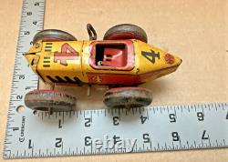 Vintage Marx (Midget) No 4 Boat Tail Race Car Wind-Up Tin Litho Parts or Repair