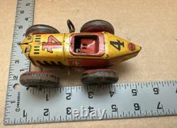 Vintage Marx (Midget) No 4 Boat Tail Race Car Wind-Up Tin Litho Parts or Repair