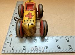 Vintage Marx (Midget) No 4 Boat Tail Race Car Wind-Up Tin Litho Parts or Repair