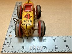 Vintage Marx (Midget) No 4 Boat Tail Race Car Wind-Up Tin Litho Parts or Repair