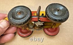 Vintage Marx (Midget) No 4 Boat Tail Race Car Wind-Up Tin Litho Parts or Repair