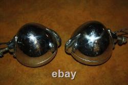 Vintage Matched Pair Stem Mount Bullet Tail Lights 3.25 Red Glass Lenses-Work