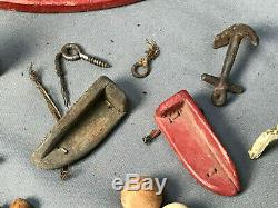 Vintage Miniature MODEL BOAT-SHIP PARTS Collection Hand-Carved Wooden Huge Lot