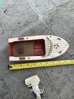 Vintage Model Battery Operated Motor Toy Speed Boat Parts Japan Wooden Wood