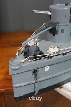 Vintage Model electric Boat Military Patrol Folk Art Remote Control RC PARTS
