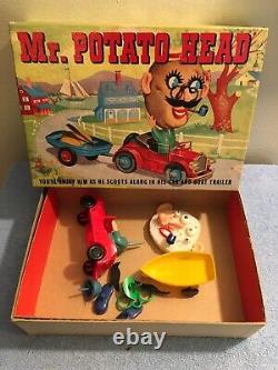 Vintage Mr Potato Head Car & Boat Trailer Box Parts & Pieces Rare Styrofoam Head