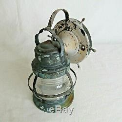 Vintage Nautical Ship Wheel Lantern Boat Light Wall Fixture Prop Parts Repair