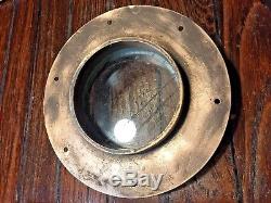 Vintage Old Cast Bronze 4 Round Porthole 7 1/2wide At Mounting Ring