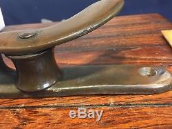 Vintage Old Cast Bronze Bowsprit Anchor Roller 11 Base, Great Patina
