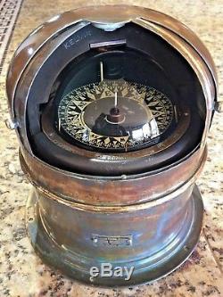 Vintage Old Large Binnacle Mount Compass Housing Only (no Compass) 9 1/2 Base