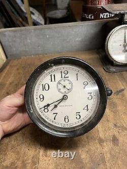 Vintage Old Original Boat Ship Marine Mark I Deck Clock 8 Days 11 Jewels Parts