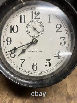 Vintage Old Original Boat Ship Marine Mark I Deck Clock 8 Days 11 Jewels Parts