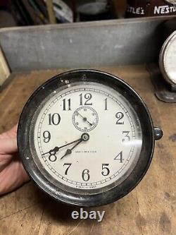 Vintage Old Original Boat Ship Marine Mark I Deck Clock 8 Days 11 Jewels Parts