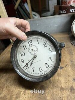 Vintage Old Original Boat Ship Marine Mark I Deck Clock 8 Days 11 Jewels Parts