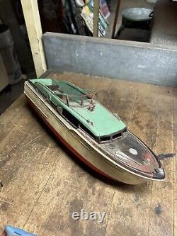 Vintage Old Original Plastic Red White Green Model Toy Race Speed Boat Parts USA