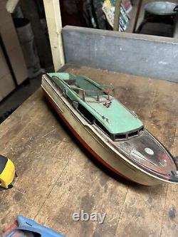 Vintage Old Original Plastic Red White Green Model Toy Race Speed Boat Parts USA