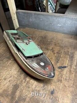 Vintage Old Original Plastic Red White Green Model Toy Race Speed Boat Parts USA