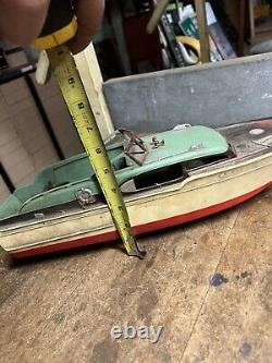 Vintage Old Original Plastic Red White Green Model Toy Race Speed Boat Parts USA