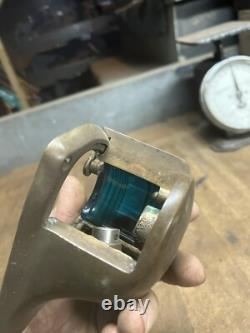 Vintage Old Perko Boat Ship Maritime Blue Glass Bow Light Lamp Brass Parts USA