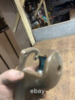 Vintage Old Perko Boat Ship Maritime Blue Glass Bow Light Lamp Brass Parts USA