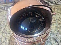 Vintage Old Polished Bronze Danforth Constellation Compass 7 Base Closing Hood