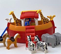 Vintage PLAYMOBIL / Geobra Noah's ARK Animals and Humans figurines 2 parts boat