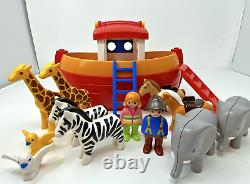 Vintage PLAYMOBIL / Geobra Noah's ARK Animals and Humans figurines 2 parts boat