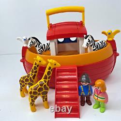 Vintage PLAYMOBIL / Geobra Noah's ARK Animals and Humans figurines 2 parts boat